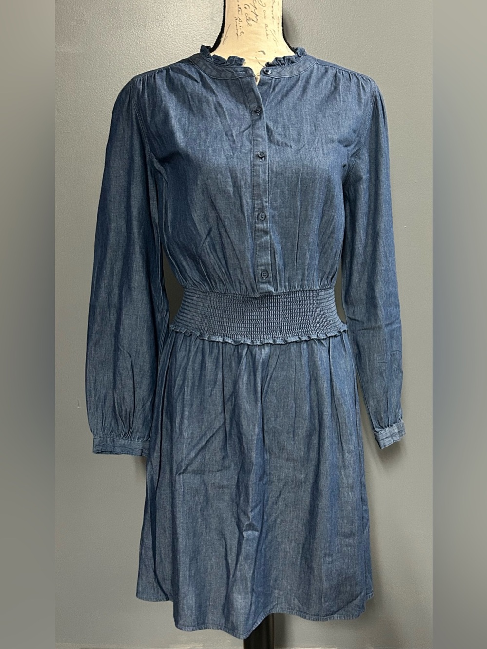 Chambray Smocked Waist Dress – Size Large NWT